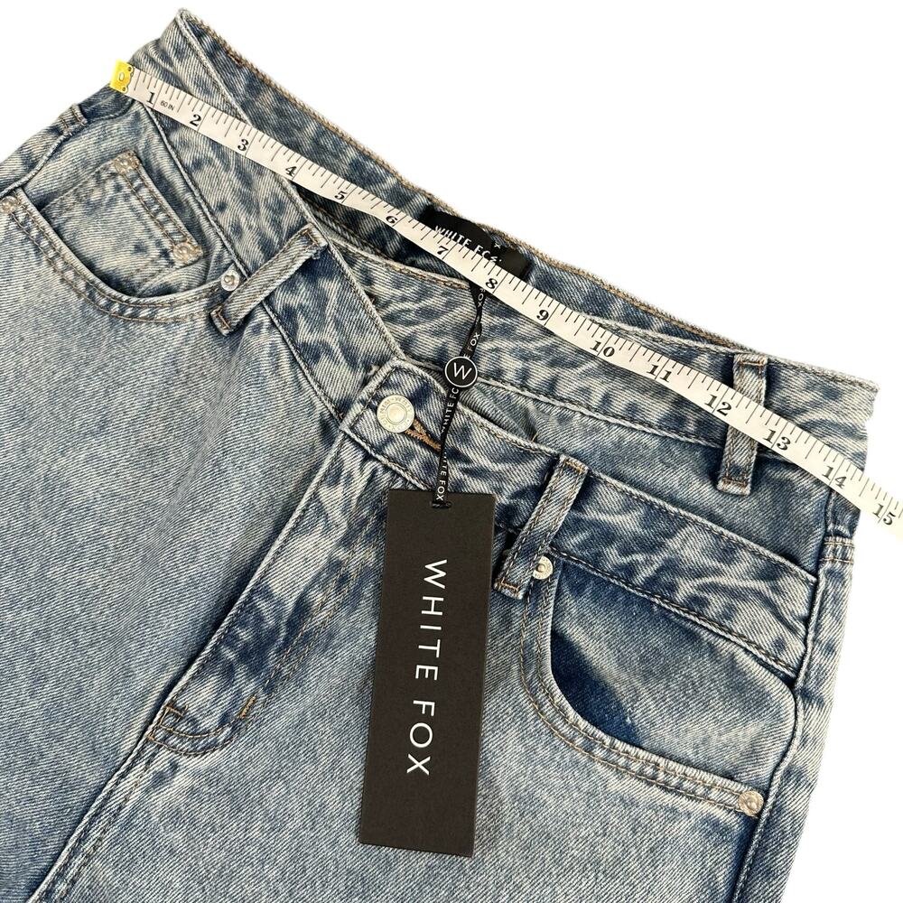 White Fox Women's Take My Time High Rise Straight Leg Jeans Washed Blue Size M - Picture 4 of 9